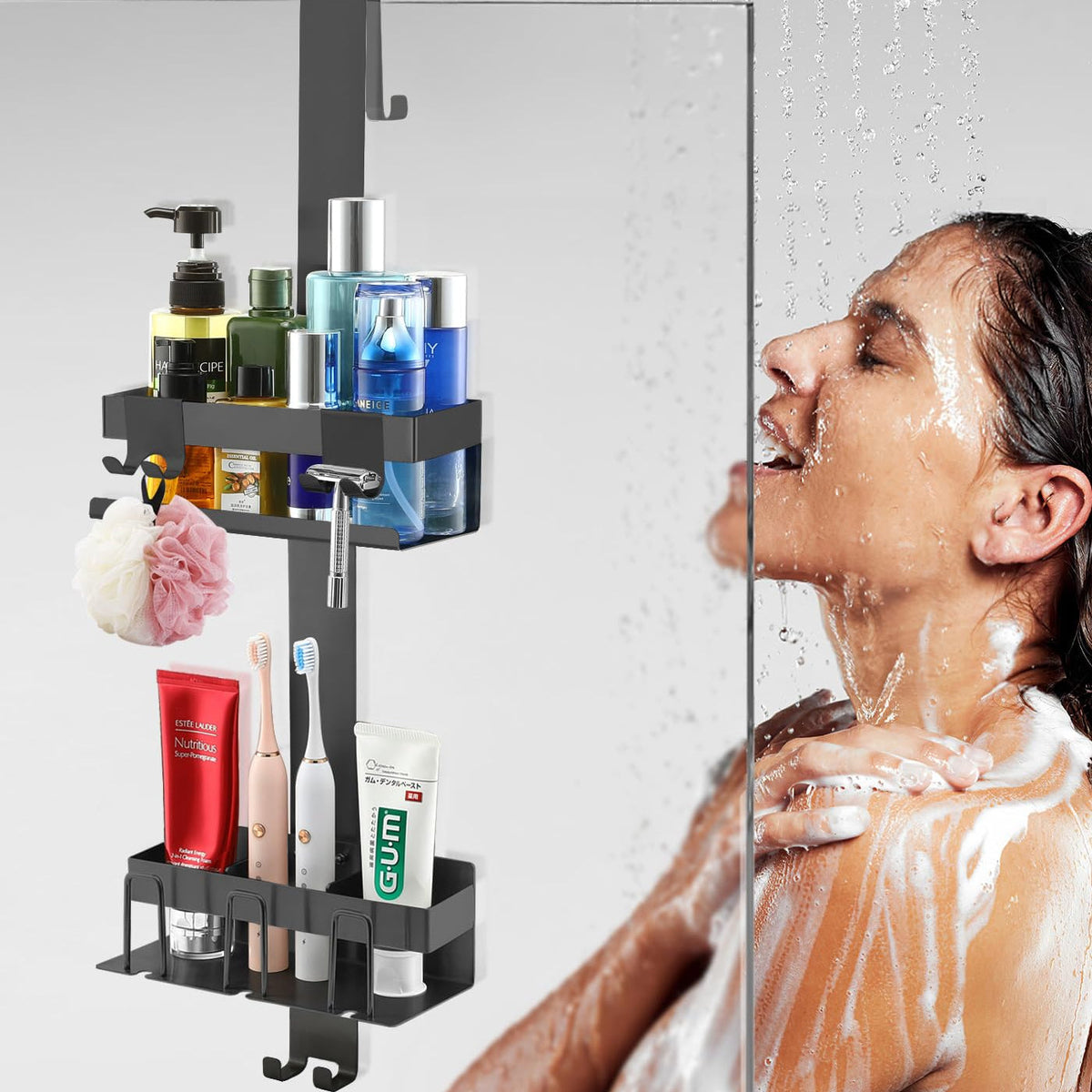 No Drill Bathroom Shelf