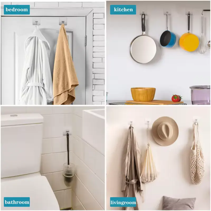Adhesive Wall Hooks – 10 Pieces