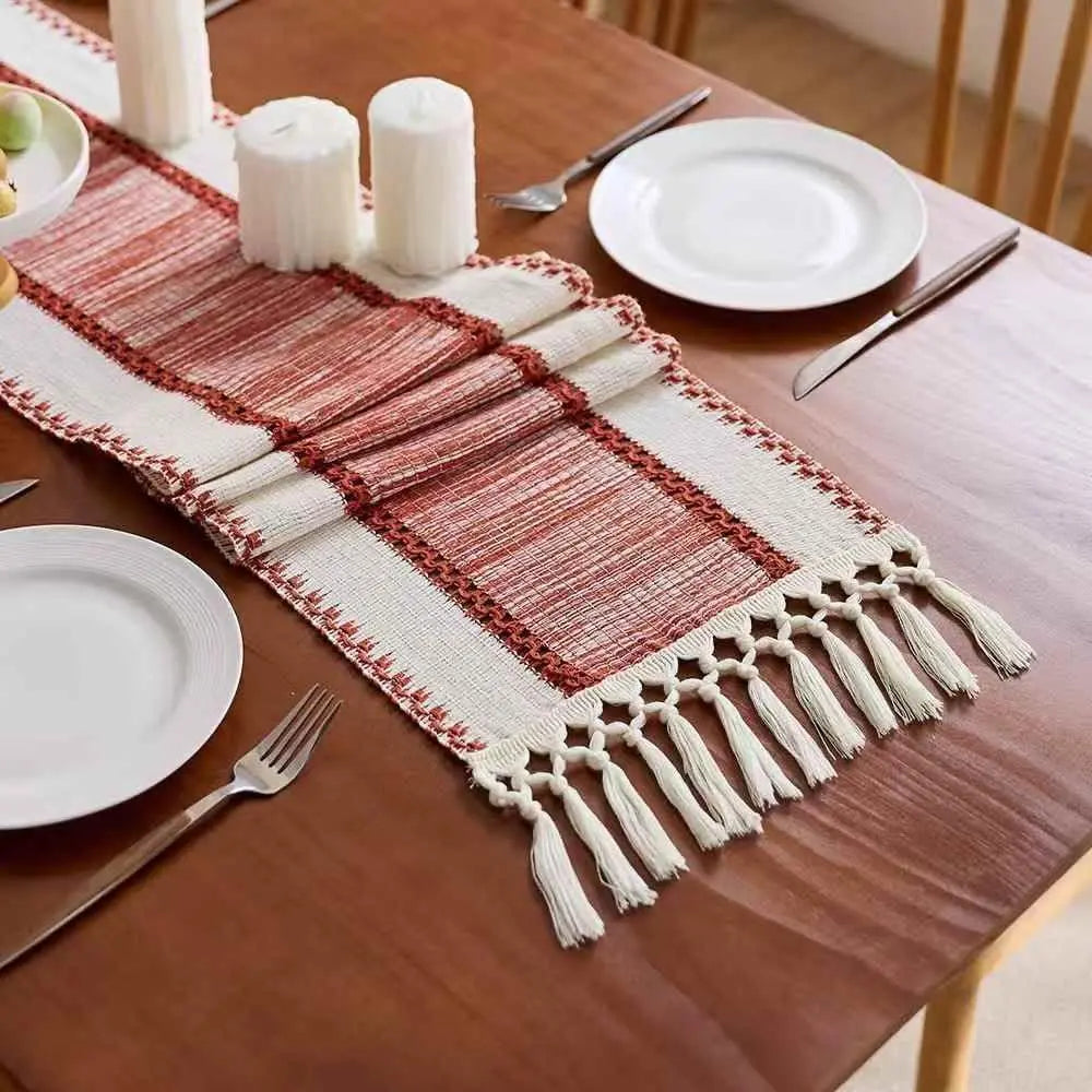 Brown Boho Table Runner Dining Decor
