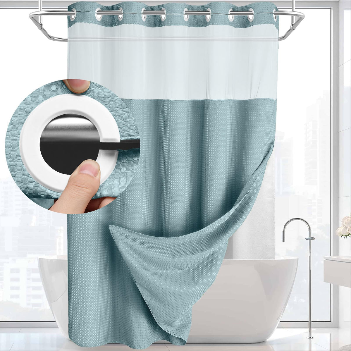 No Hook Shower Curtain
