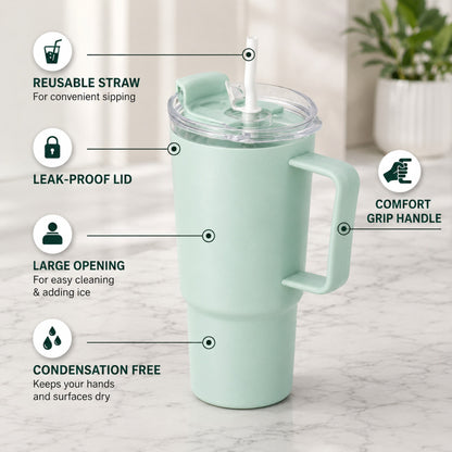 Tumbler with Handle & Straw