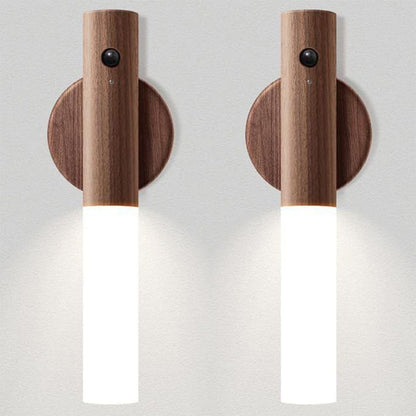 Rechargeable Walnut Wall Lights with Motion Sensor – 2 Pack