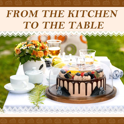 Rotating Wooden Cake Stand with Optional Dome Lid