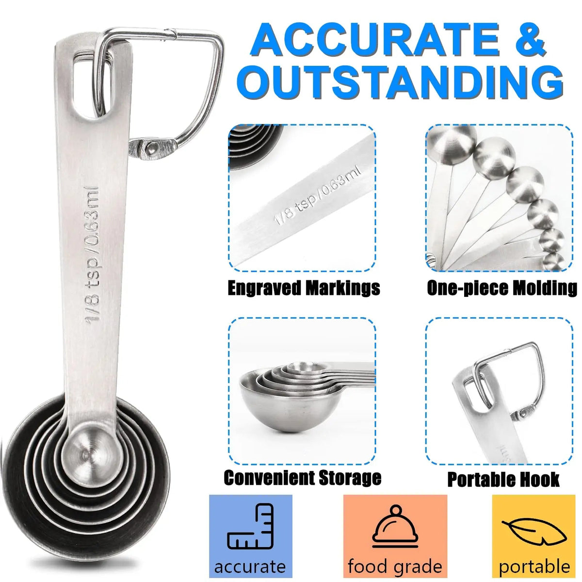 Stainless Steel Measuring Spoons Set – 6 Pieces