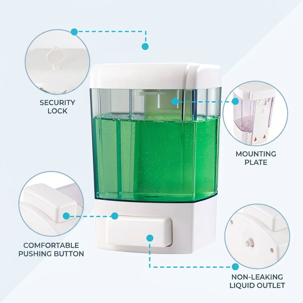 Wall-Mounted Soap Dispenser with Clear Bottle