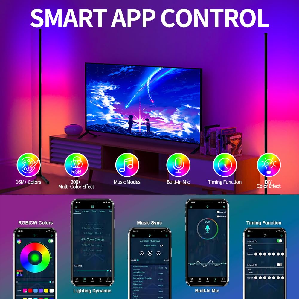 RGB LED Corner Floor Lamp
