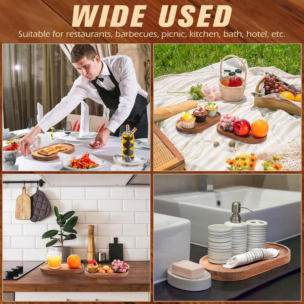Wooden Serving Tray – 3 Pieces