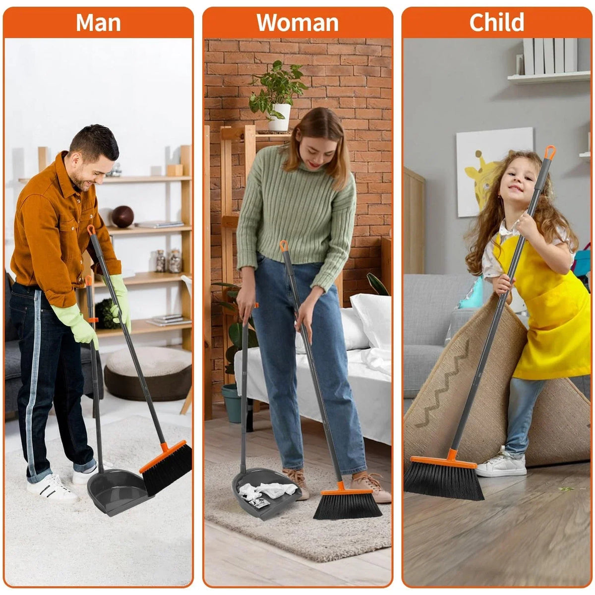 Upright Broom Set