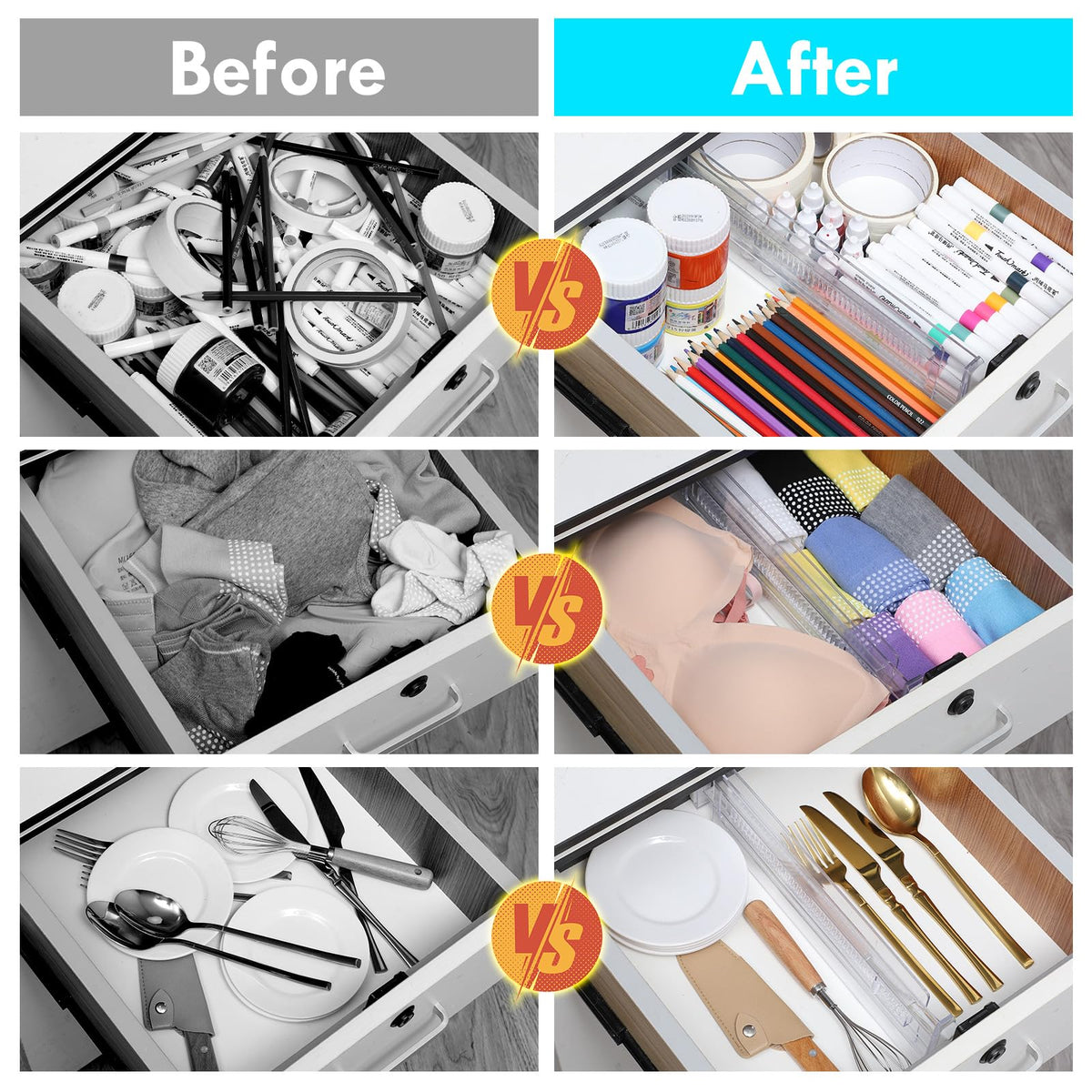 Adjustable Drawer Organisers Pack