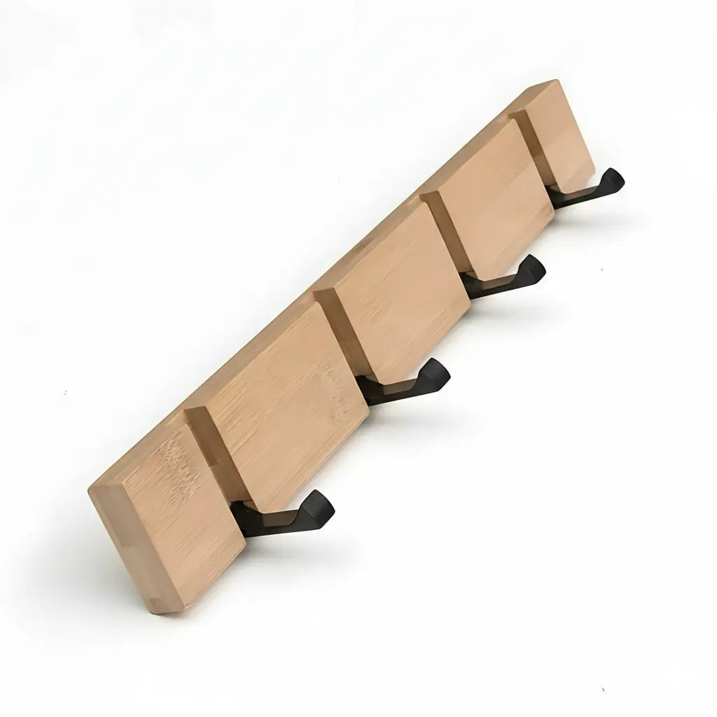 Wooden Wall Mounted Coat Rack with Flip Hooks