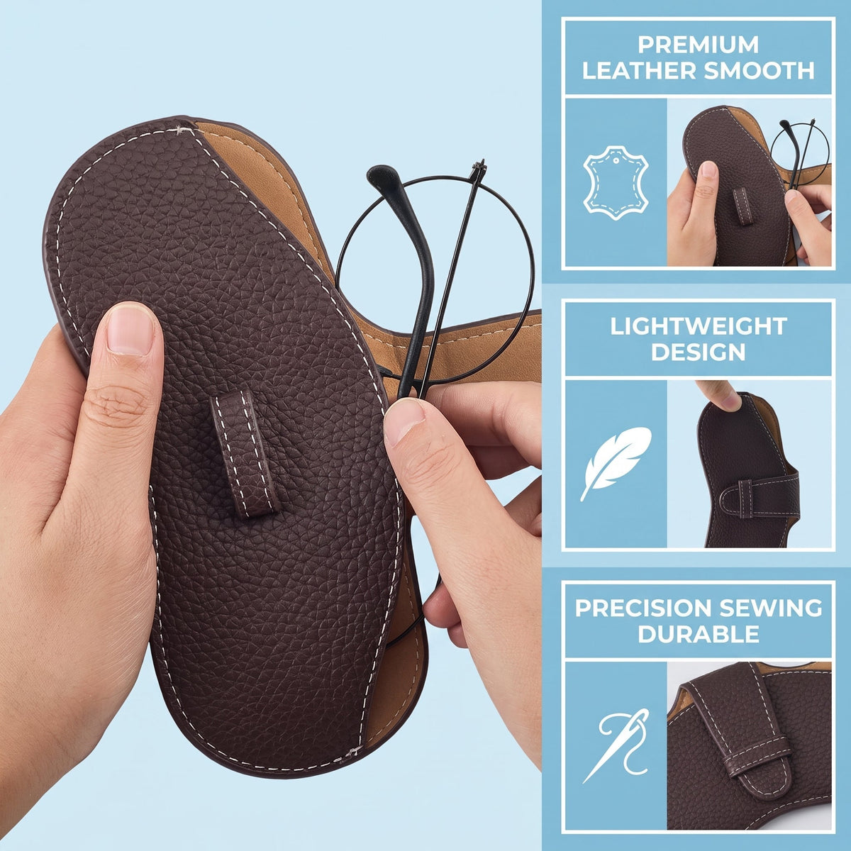 Slim Leather Glasses Case Portable Sleeve
