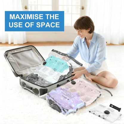Vacuum Storage Bags with USB Pump – 8 Pack