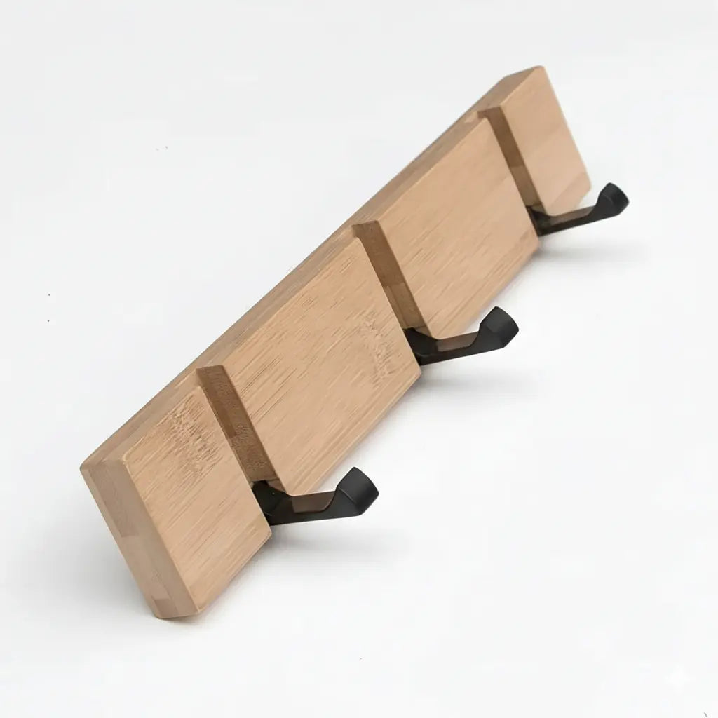 Wooden Wall Mounted Coat Rack with Flip Hooks