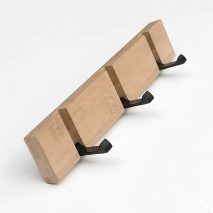 Wooden Wall Mounted Coat Rack with Flip Hooks