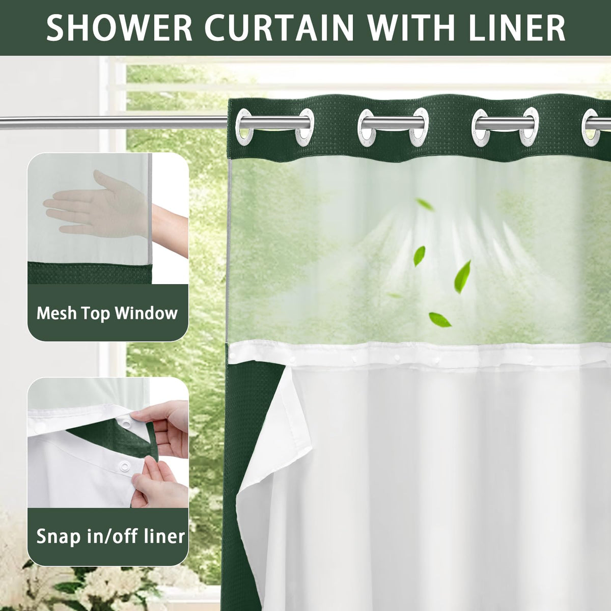 No Hook Shower Curtain
