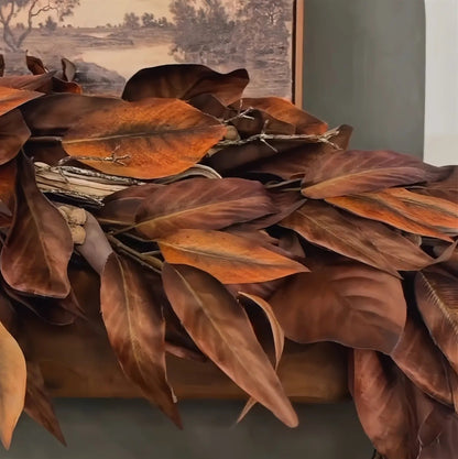 Magnolia Leaf Garland Autumn Indoor Outdoor Decor