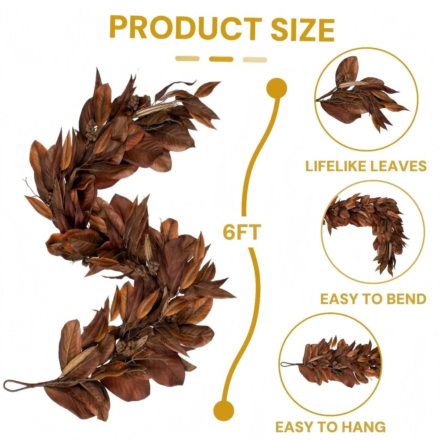 Magnolia Leaf Garland Autumn Indoor Outdoor Decor