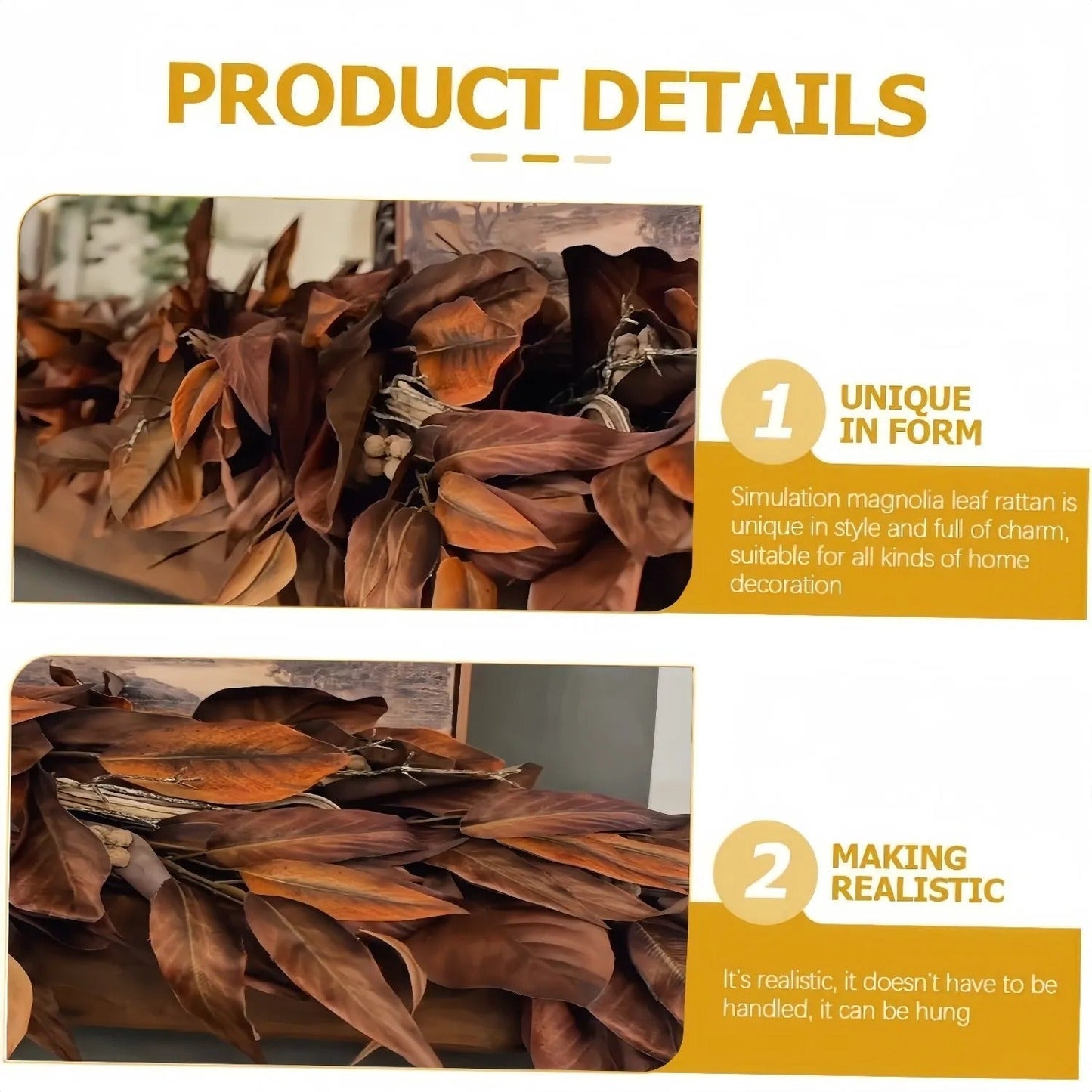 Magnolia Leaf Garland Autumn Indoor Outdoor Decor