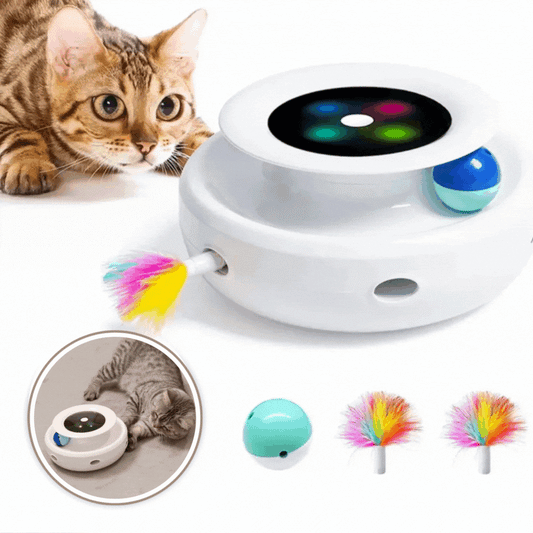 2-in-1 Interactive Cat Toy – Feather Wand, Ball & LED Play System image 1