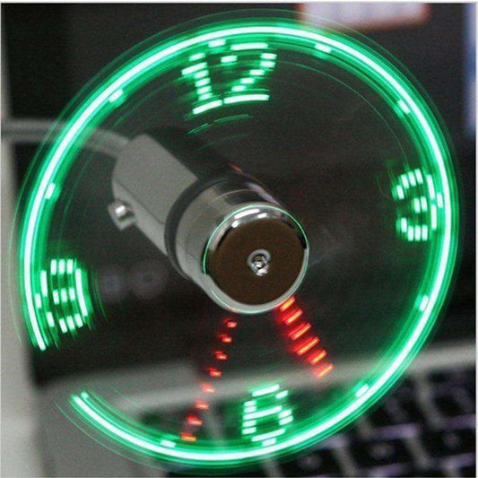 USB LED Clock Fan - Portable Desktop Cooling Fan
