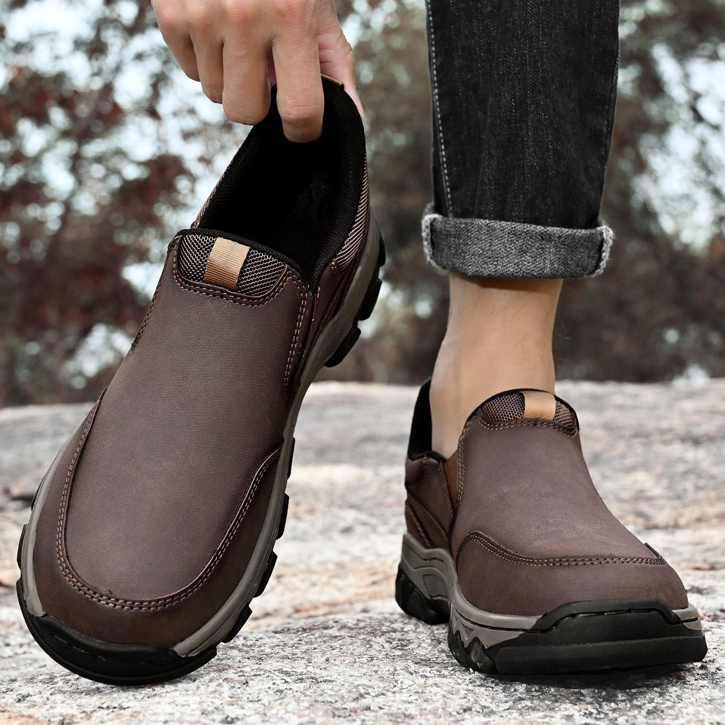 Men's Leather Slip-On Walking Shoes