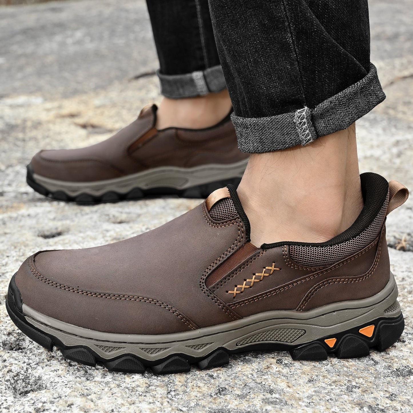 Men's Leather Slip-On Walking Shoes