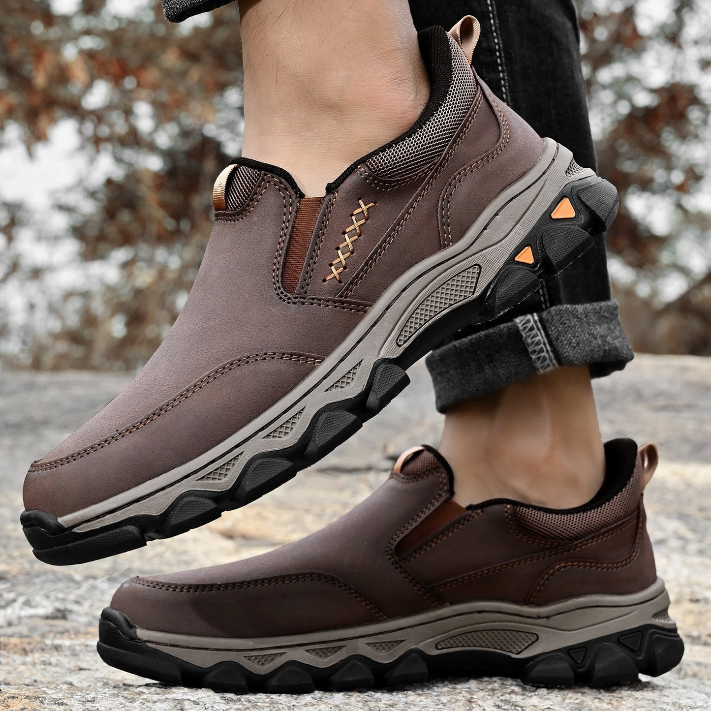 Men's Leather Slip-On Walking Shoes
