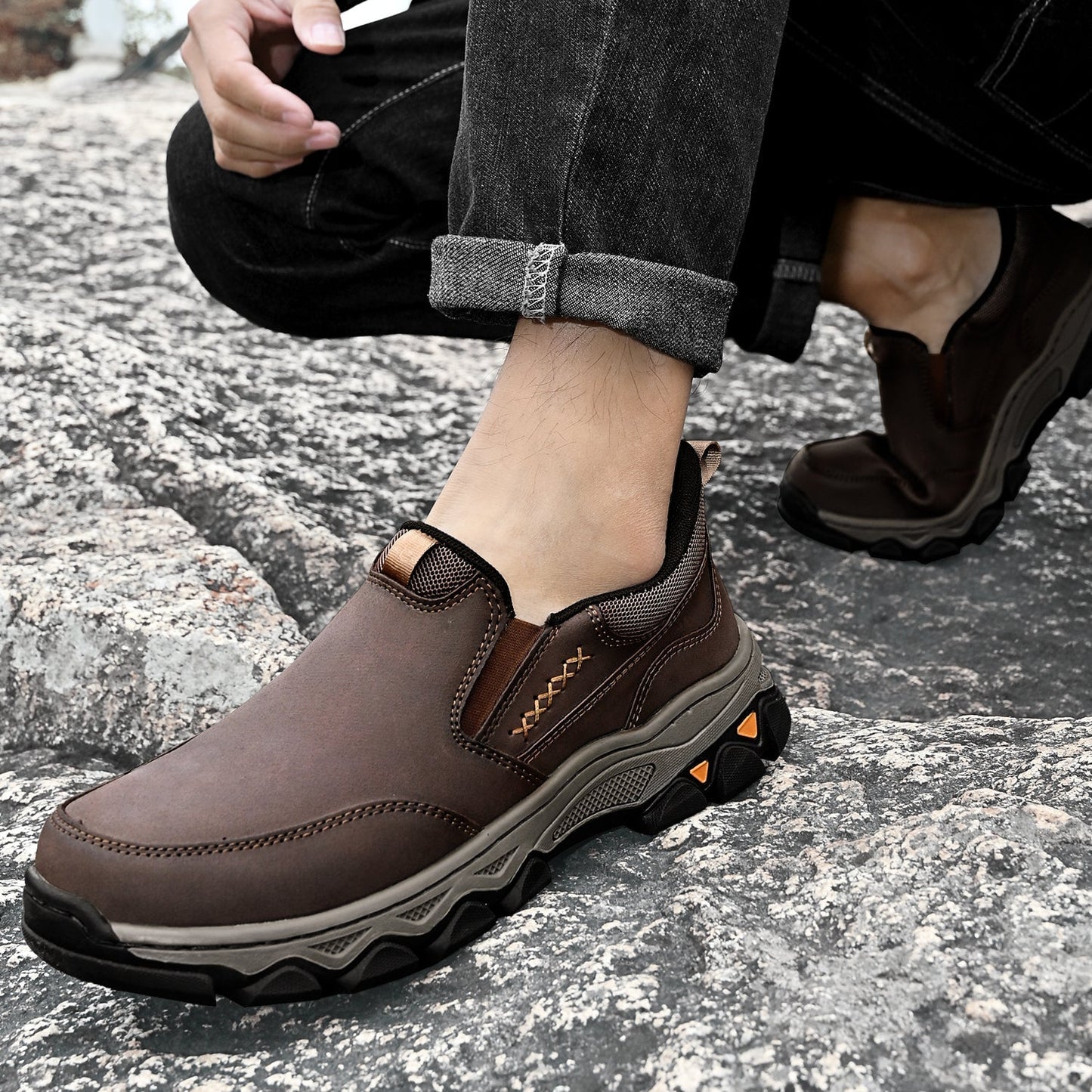 Men's Leather Slip-On Walking Shoes