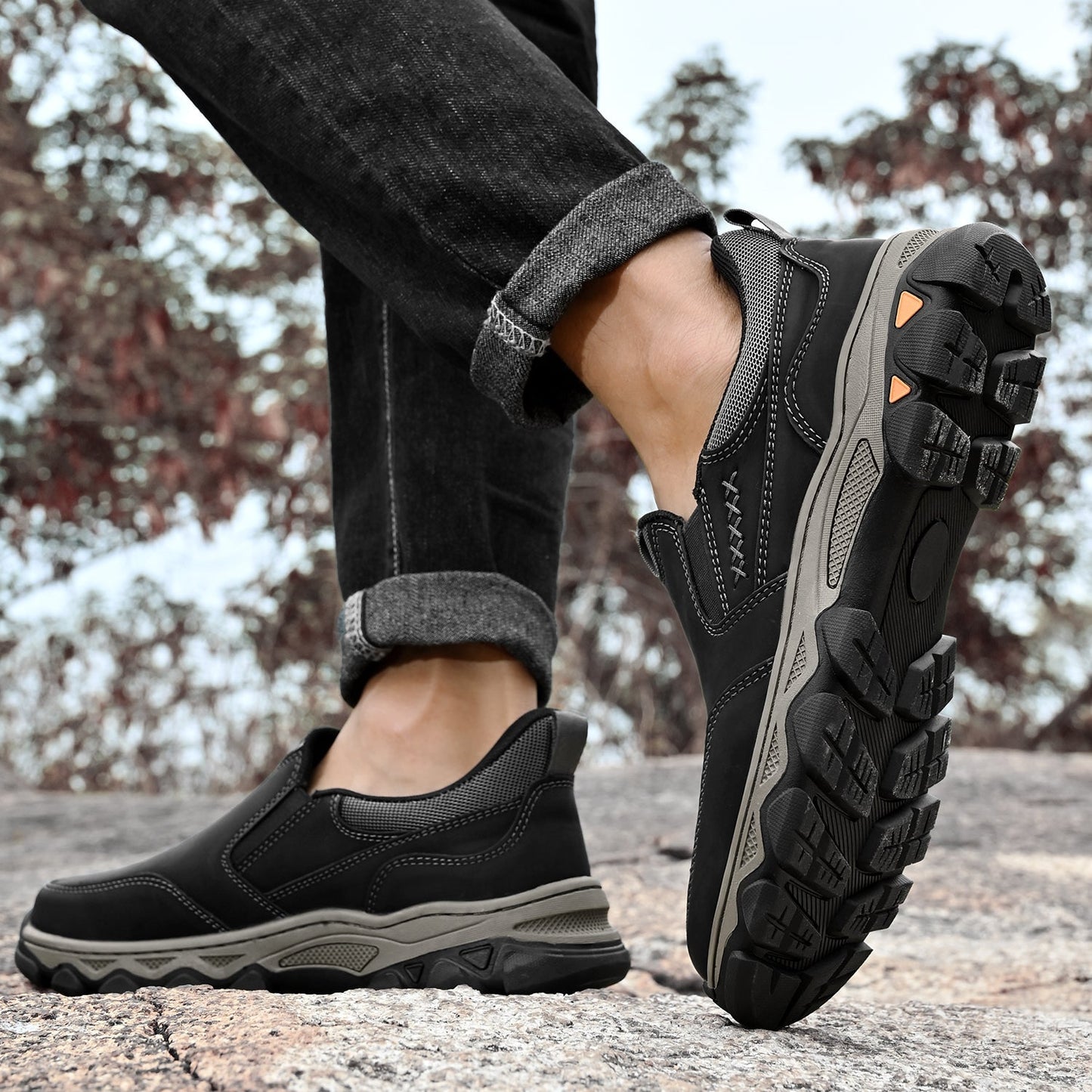 Men's Leather Slip-On Walking Shoes