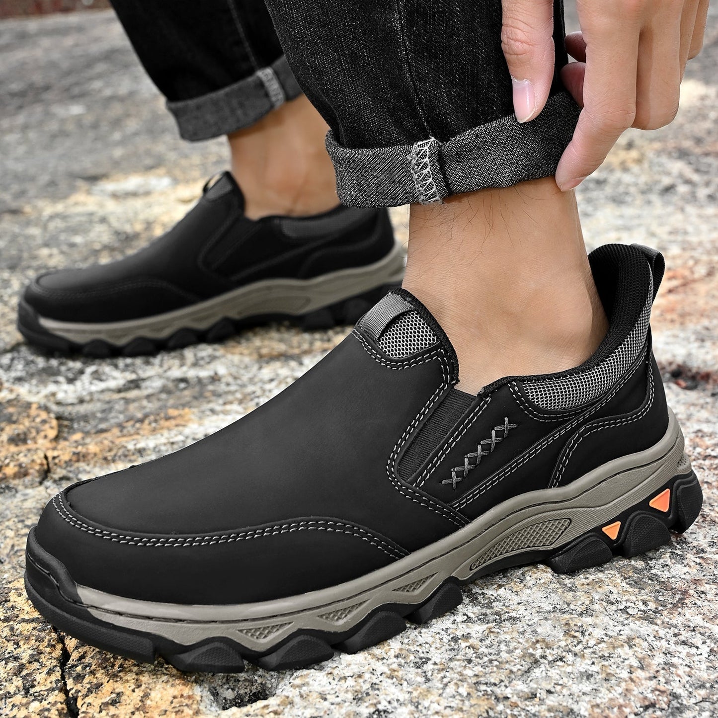 Men's Leather Slip-On Walking Shoes