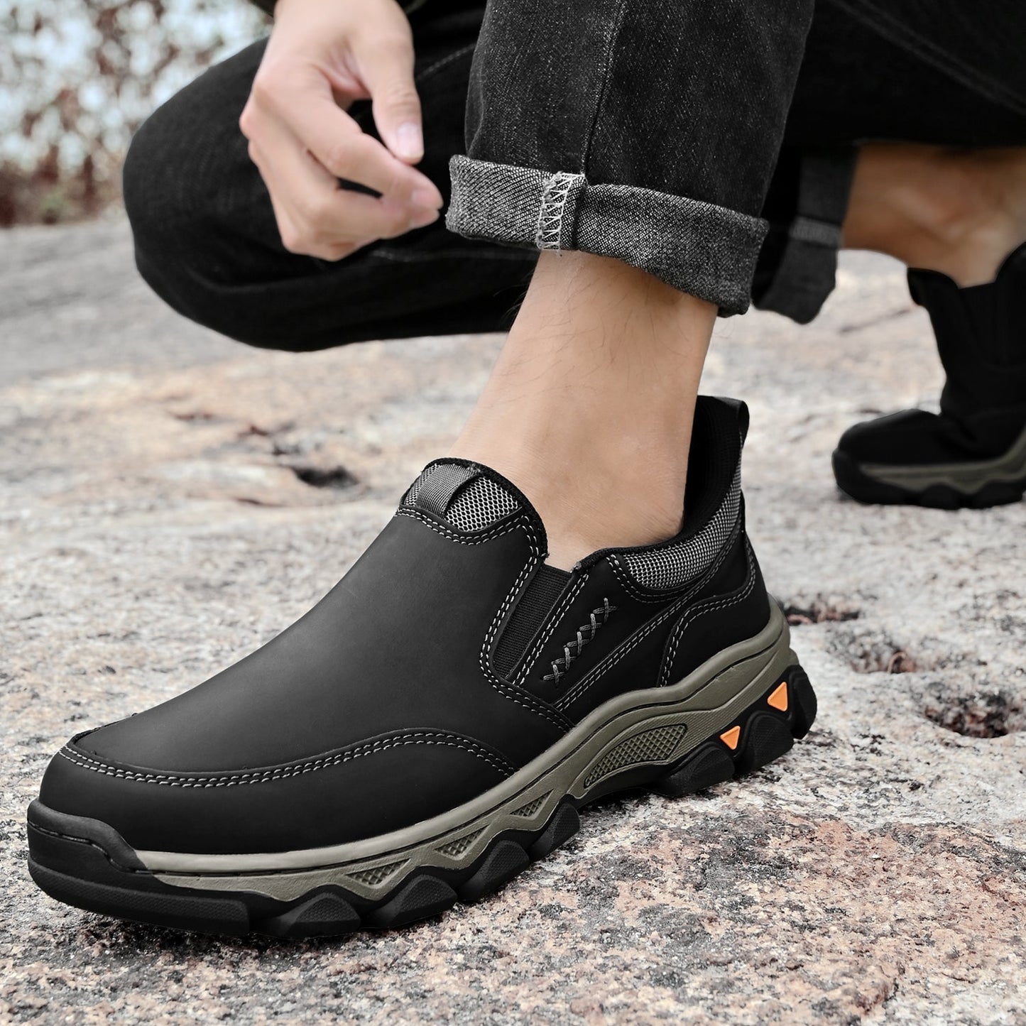 Men's Leather Slip-On Walking Shoes