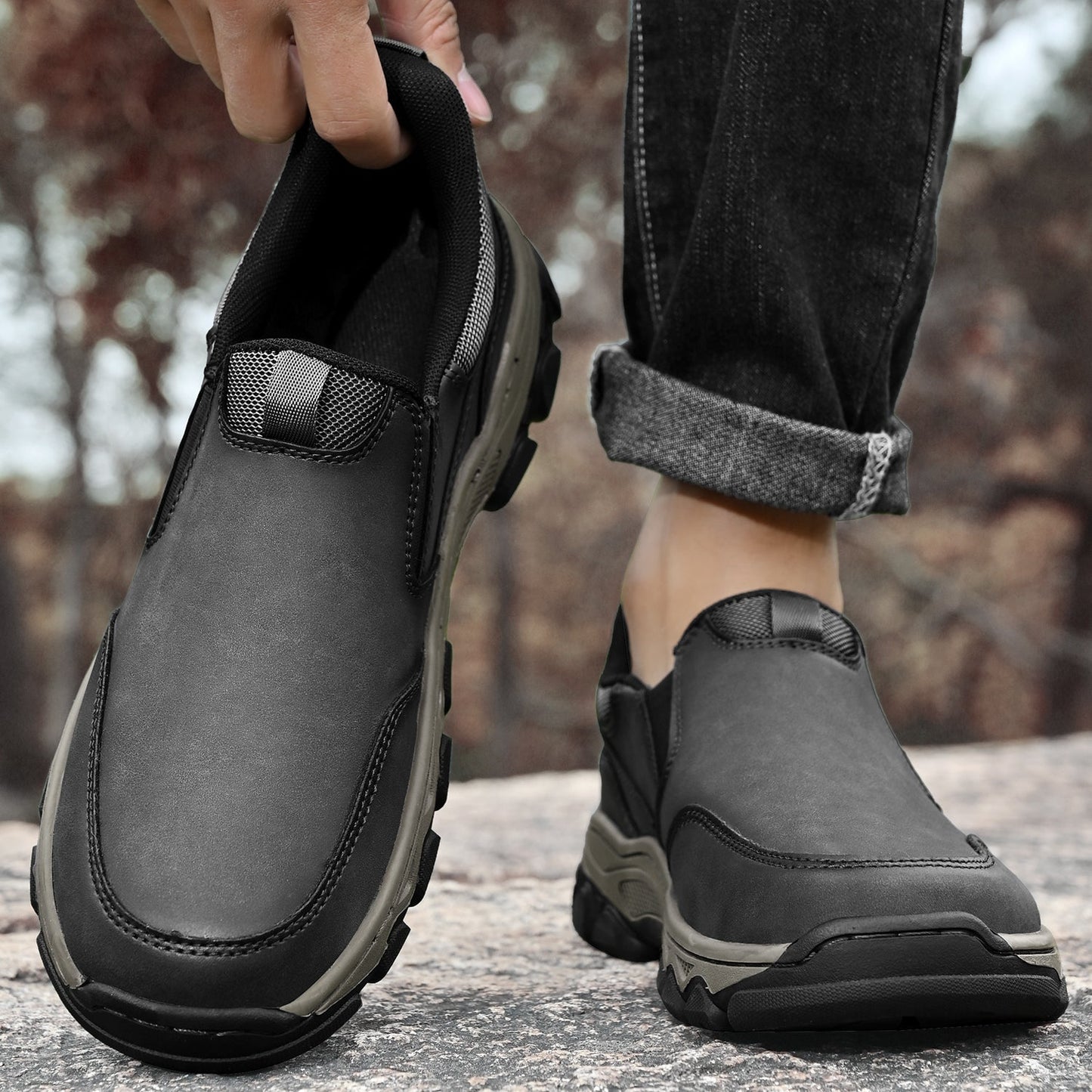Men's Leather Slip-On Walking Shoes