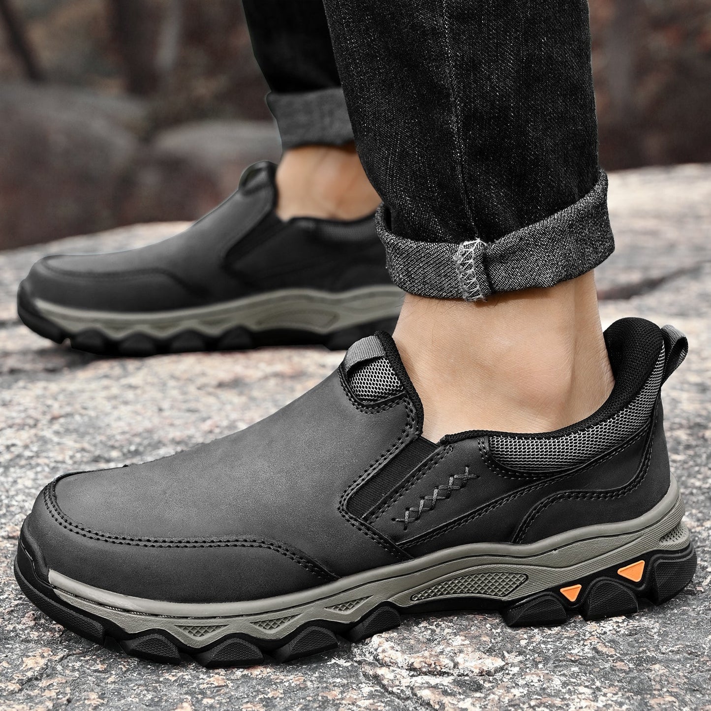 Men's Leather Slip-On Walking Shoes