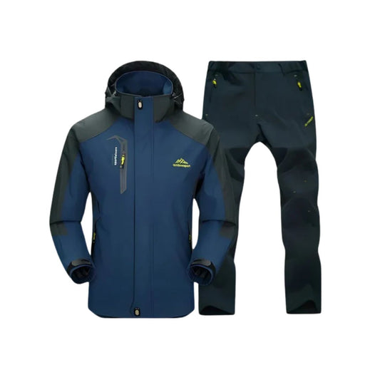 Men’s Water-Resistant Hiking Jacket & Trousers Set in blue