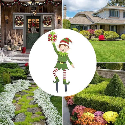 Metal Elf Garden Stake - Outdoor Yard Ornament
