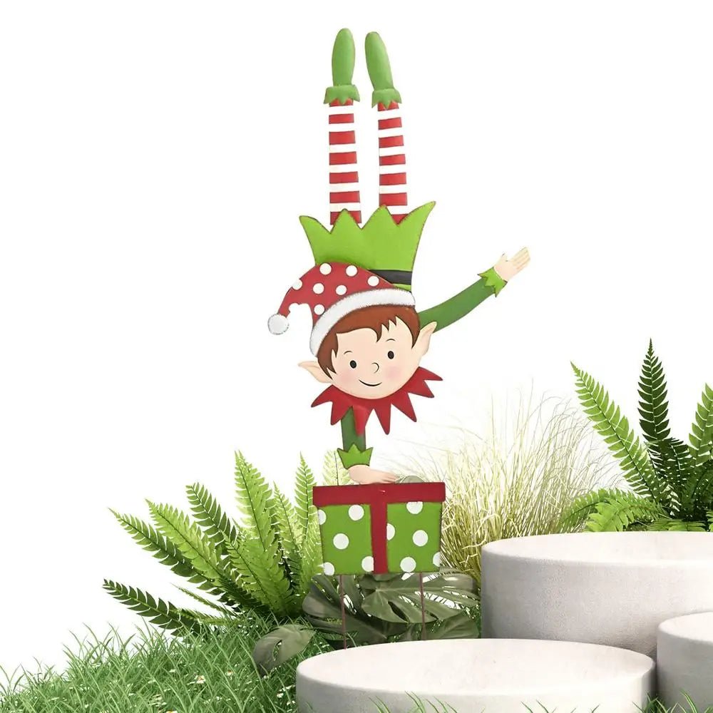 Metal Elf Garden Stake - Outdoor Yard Ornament