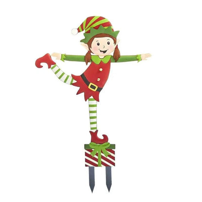 Metal Elf Garden Stake - Outdoor Yard Ornament