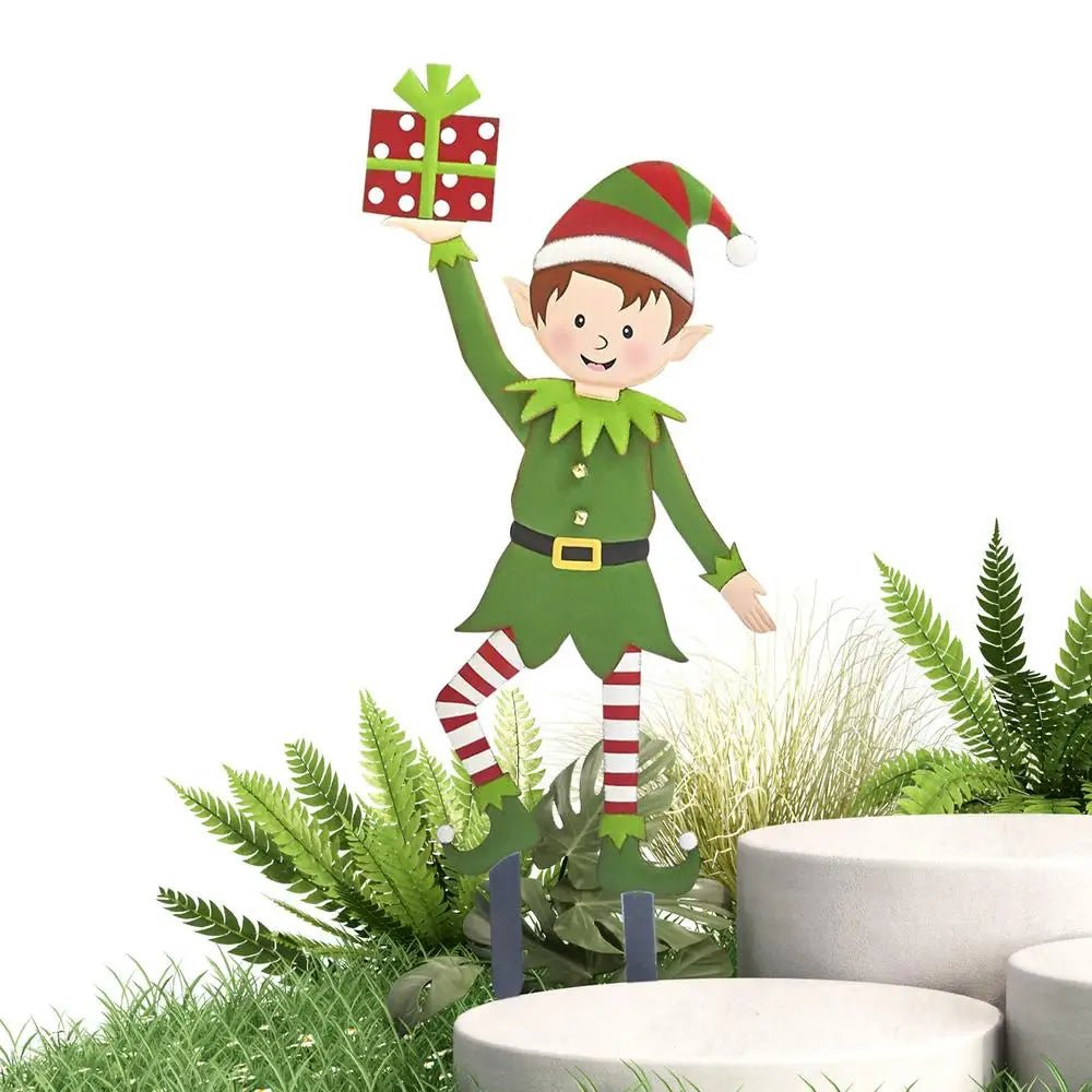 Metal Elf Garden Stake - Outdoor Yard Ornament