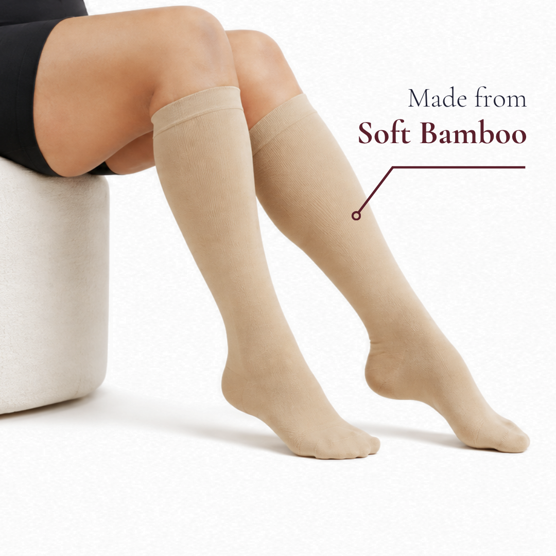 Wide-Calf Bamboo Blend Knee-High Compression Socks, 15–20 mmHg