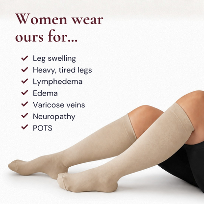 Wide-Calf Bamboo Blend Knee-High Compression Socks, 15–20 mmHg
