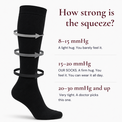 Wide-Calf Bamboo Blend Knee-High Compression Socks, 15–20 mmHg