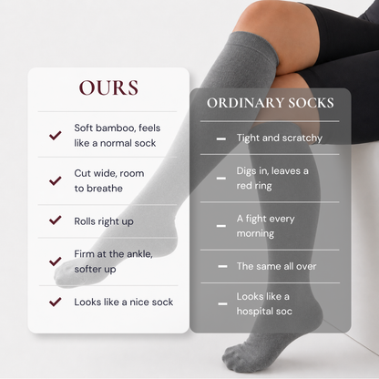 Wide-Calf Bamboo Blend Knee-High Compression Socks, 15–20 mmHg