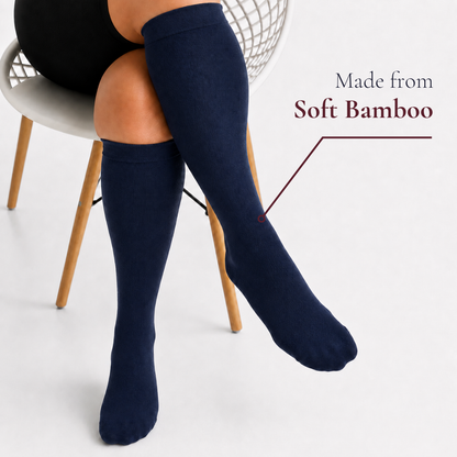 Wide-Calf Bamboo Blend Knee-High Compression Socks, 15–20 mmHg