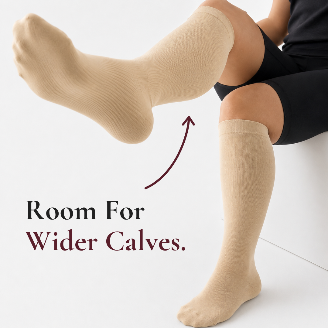 Wide-Calf Bamboo Blend Knee-High Compression Socks, 15–20 mmHg