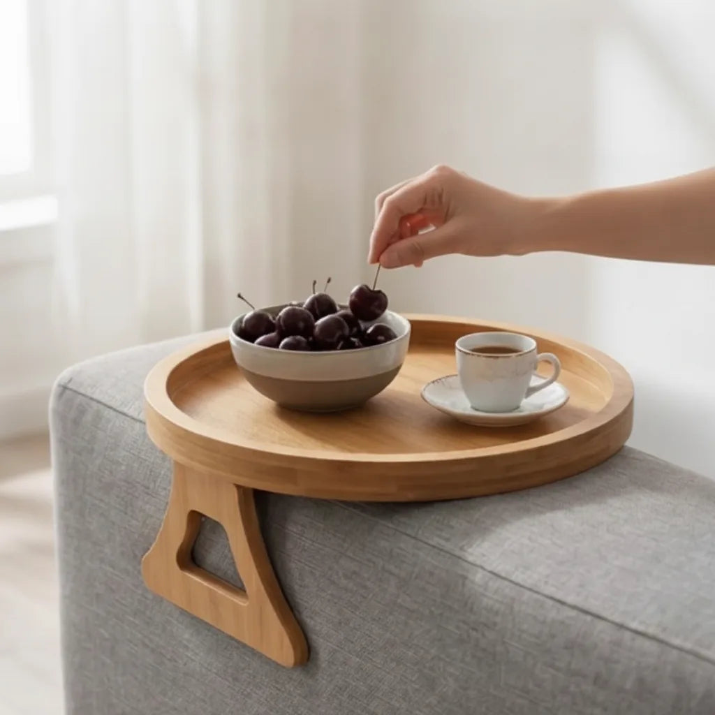 Foldable Solid Wood Sofa Armrest Tray