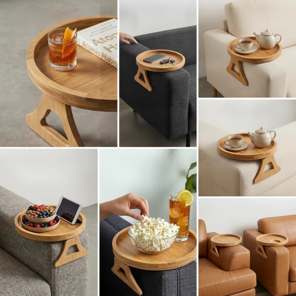 Foldable Solid Wood Sofa Armrest Tray