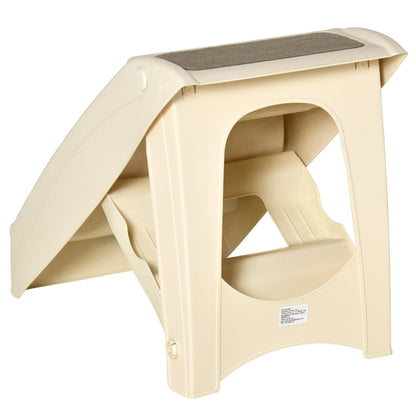 4-Step Foldable Pet Stairs with Non-Slip Mats – Beige