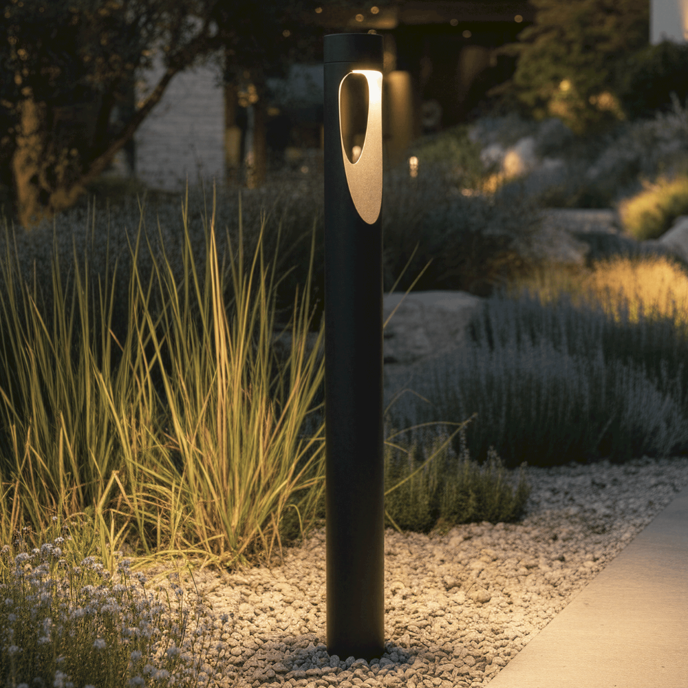 Outdoor Floor Lamp Weather Resistant LED Tall Round Base