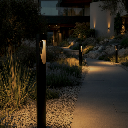 Outdoor Floor Lamp Weather Resistant LED Tall Round Base