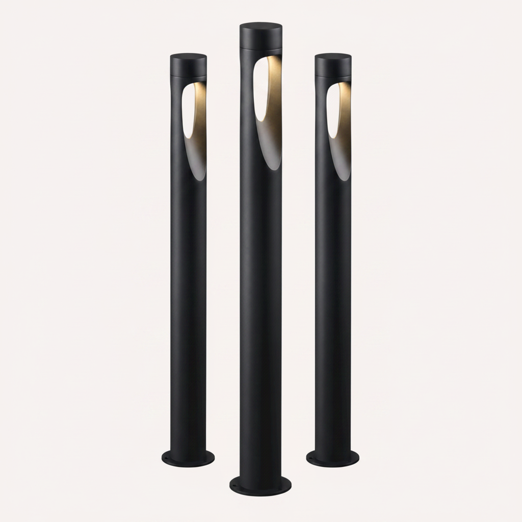 Outdoor Floor Lamp Weather Resistant LED Tall Round Base